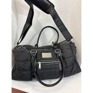 Lifetime Fitness Gym Quilted Duffel Bag Large Black Nylon Travel Weekender Zip